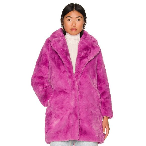 💥SHOWSTOPPER!💥APPARIS CHUNKY PLUCHE FUF OVERSIZED COAT IN MAGENTA PINK - Picture 7 of 14
